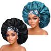 1PCS Satin Hair Bonnet For Women Elastic Wide Band Sleep Cap Silkly Satin Cap For Braid Curly Natural Straight Hair - Bathroom Accessories