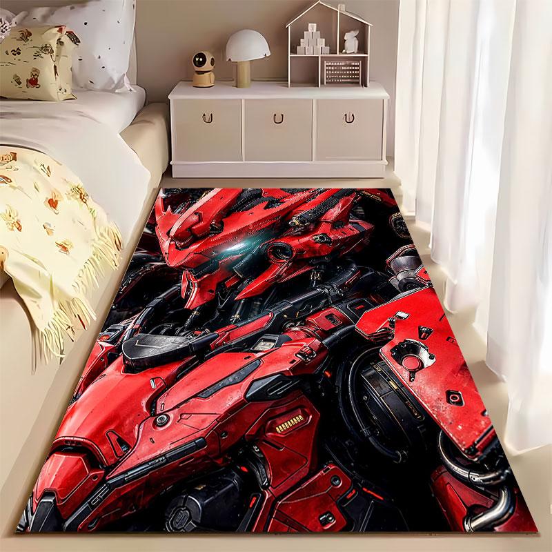 Red Futuristic Mecha Design suitable as a non-slip mat for the living room or bedroom sofa