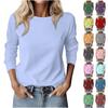 Женская повседневная модная однотонная пуловер с длинным рукавом и круглым вырезом, блузка