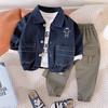 Toddler Boys 3-Piece Set Casual Outfit Cartoon Jacket Pants Top