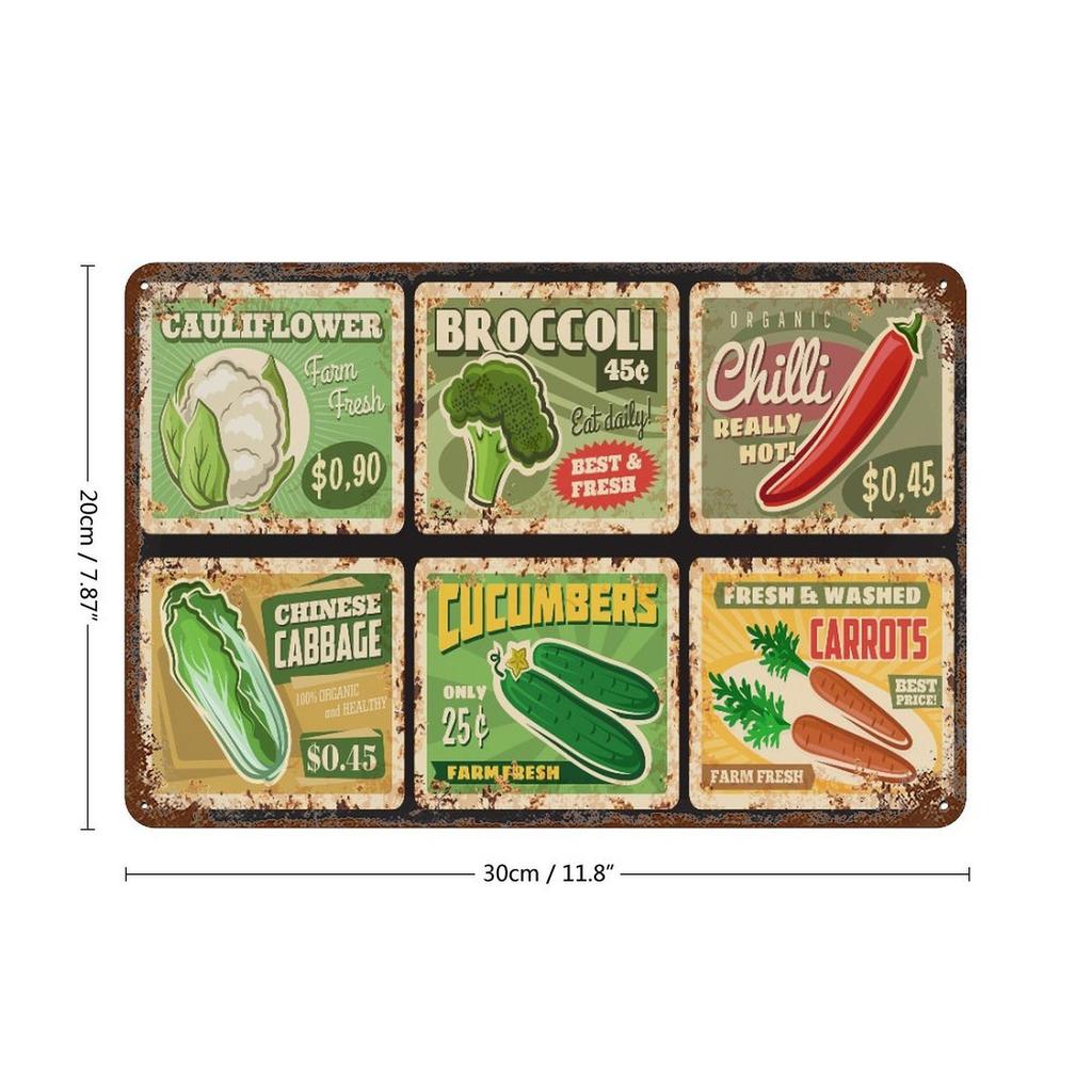 1-Pack aged metal wall signboard, 20×30cm and 30×40cm, rustic distressed design for living room, office or restaurant