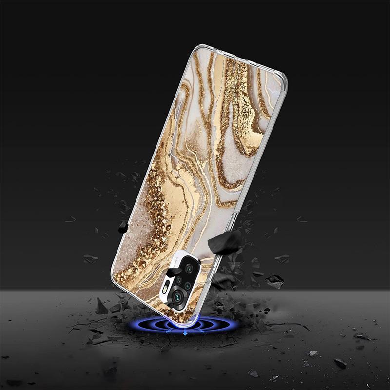 Fashion Gold Pink Geometric Marble Phone Case For Xiaomi Redmi Note 15 14 13 12S 12 11 Pro Plus 14S 11S 11E 10 10S 11T 5G Person