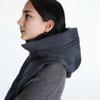 Women Winter Ultralight Down Hooded Windproof Scarf Warm Zippper Drawstring Solid Color Shawl Style One-piece Scarves