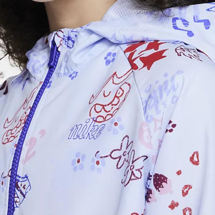 Nike Спортивная куртка Icon Clash Windrunner с абстрактным узором и капюшоном на молнии, детские куртки синего цвета DQ8879-085