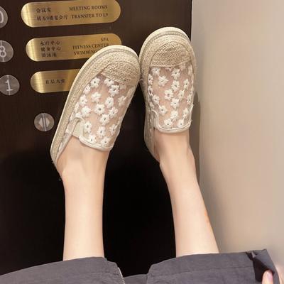 Модные тапочки Женские Летние Туфли с закрытым носком Платформа Pantofle Шлепанцы Низкие 2025 Хлопковая ткань Рыбацкие Римские Резиновые Каблуки-копытца Туфли Низкие