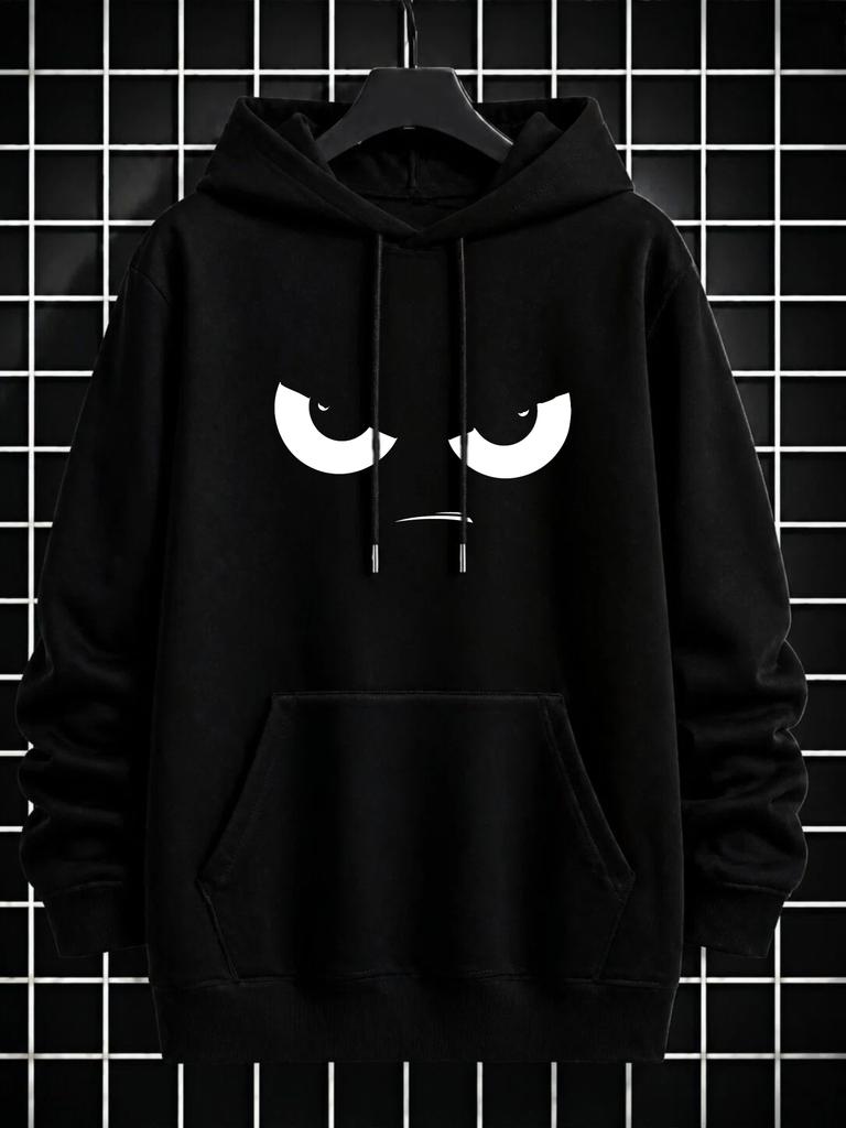 unisex Hoodie, Halloween Party, Angry Eyes Graphic Print, Pullover Sweatshirt, Streetwear Casual Style, Autumn Winter Daily Wear, Front Kangaroo Pocke