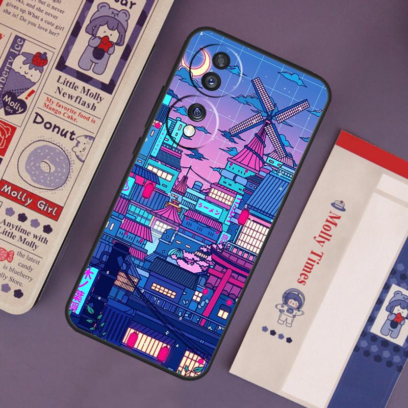 Неоновая Деревня Баня Ночной Чехол для Honor Magic 7 Lite 5 6 Pro Honor 200 Pro 50 70 90 X9b X9a X8b X8a X8 X9 X9c Чехол