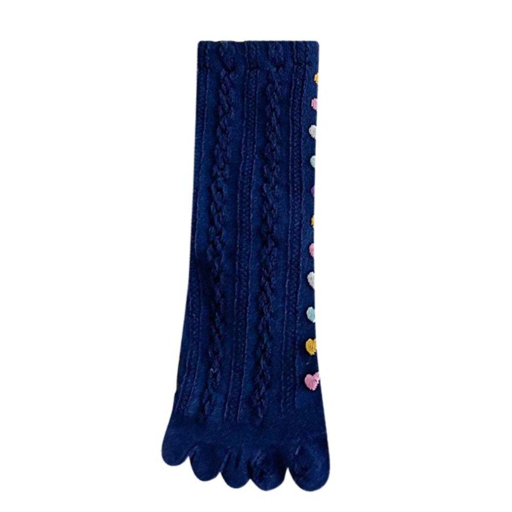 Хлопковые носки с пятью пальцами, вышитые сердцами, носки средней длины, повседневные, весна