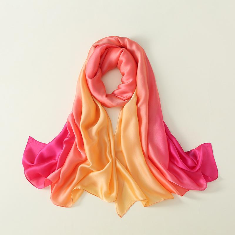18 цветов новый градиентный шелковый шарф переходного цвета новый атласный шарф платок темперамент длинный женский платок сплошной цвет доступен для всех сезонов