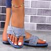 2024 Горячая Распродажа Летняя Высококачественная Женская Обувь Джинсовые Плоские Женские Тапочки Модные Большие Размеры Шлепанцы Женская Пляжная Обувь