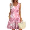 Womens Summer Dresses Easter Print  Loose U Neck Sleeveless Sundresses Dress With Pockets