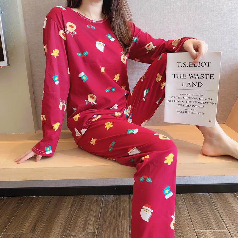 Women's Cute Cartoon Pajama Set - Long-Sleeve Top & Trousers