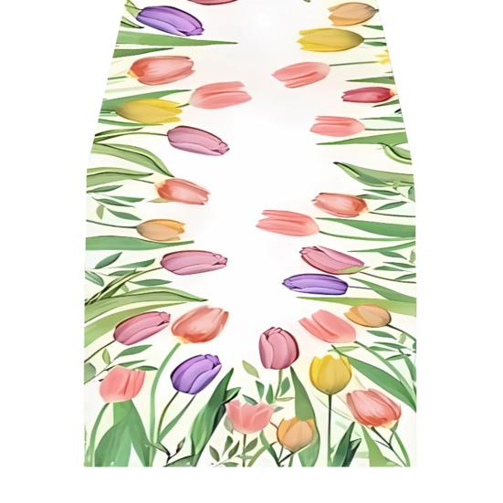 Весенняя цветочная скатерть-дорожка, цветущие цветы, столовое белье, тюльпан, моющаяся скатерть для дома, фермерского дома, обедов, вечеринок, украшение