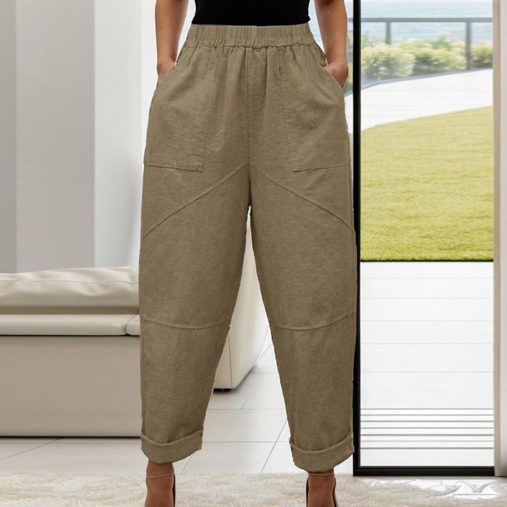 Новые осенне-зимние женские модные однотонные повседневные брюки с карманами