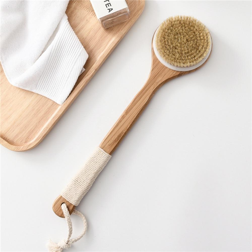 Long Handle Back Scrubber Soft Hair Swine Bristle Bath Brush Durable Bamboo Bath Brush  Home