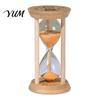 Rustic Style Sand Timer 1/3/5 Minute Glass Hourglass with Wooden Stand, Modern Decorative Sandglass Timer, Drop Shape Office Desk Ornament Glow in The