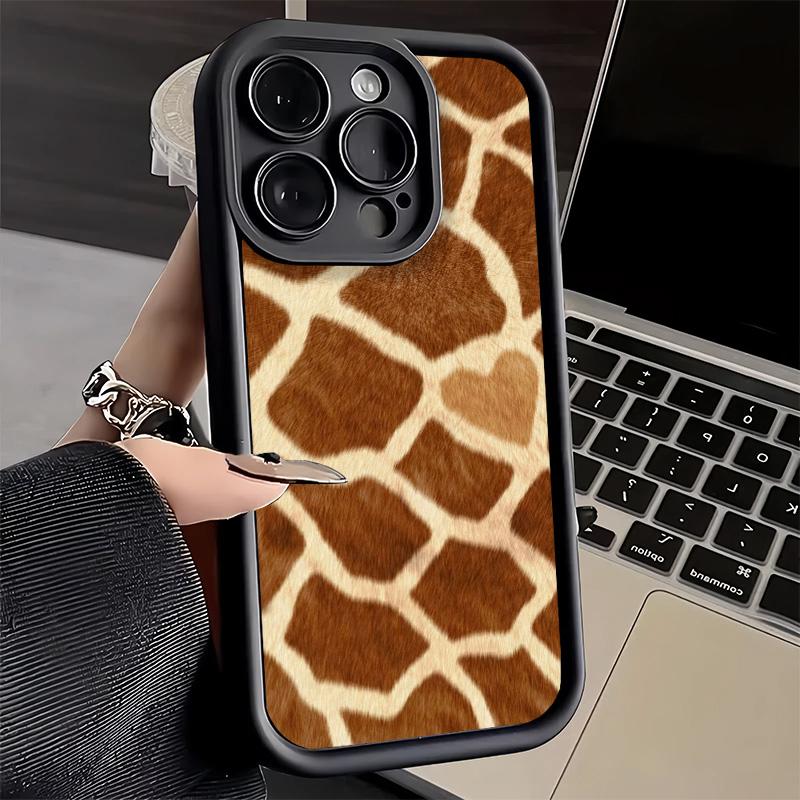 Чехол для телефона iPhone 17 Air 16E 15 16 Pro Max с рисунком Жирафа Животный Узор Cover 14 Plus 13 12 Mini Мягкий Силиконовый Fundas