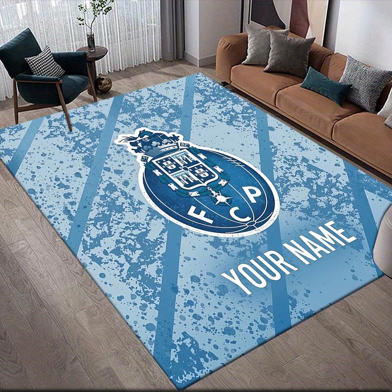 Custom Name Futebol Clube do Porto Flannel Pattern Square Carpet,Area Rug,Carpet Rug for Living Room Bedroom Sofa Playroom Decor,Non-slip Floor Mat