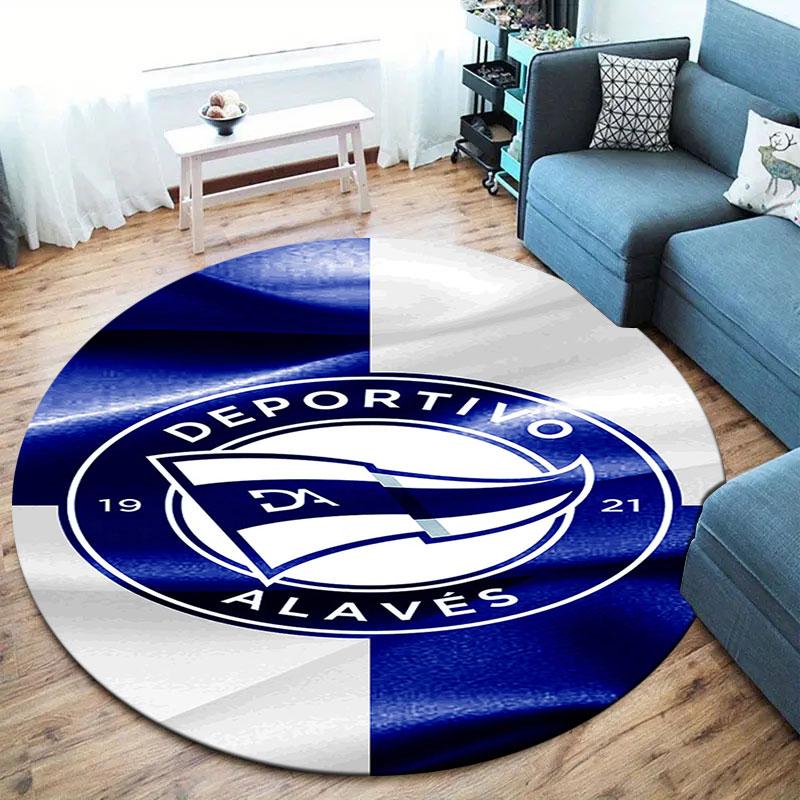Deportivo Alaves Round Area Rug,Carpet Rug for Living Room Bedroom Sofa Playroom Decor,Non-slip Floor Mat