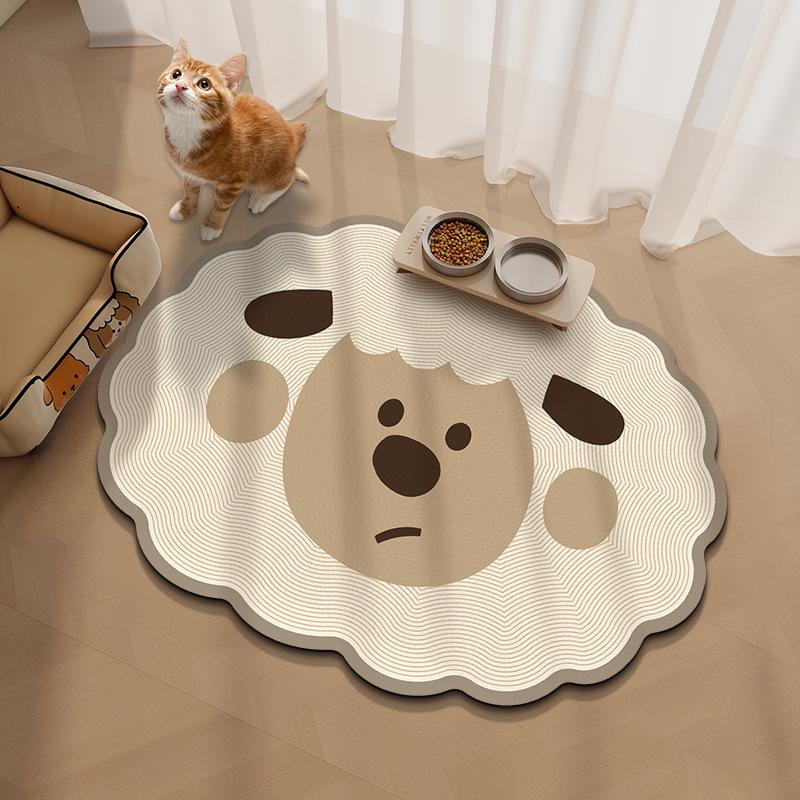 Pet Mat: Впитывающий, водонепроницаемый коврик для пола для собак/кошек, устойчивый к грязи, защищающий от брызг, мультяшный дизайн, диатомит.