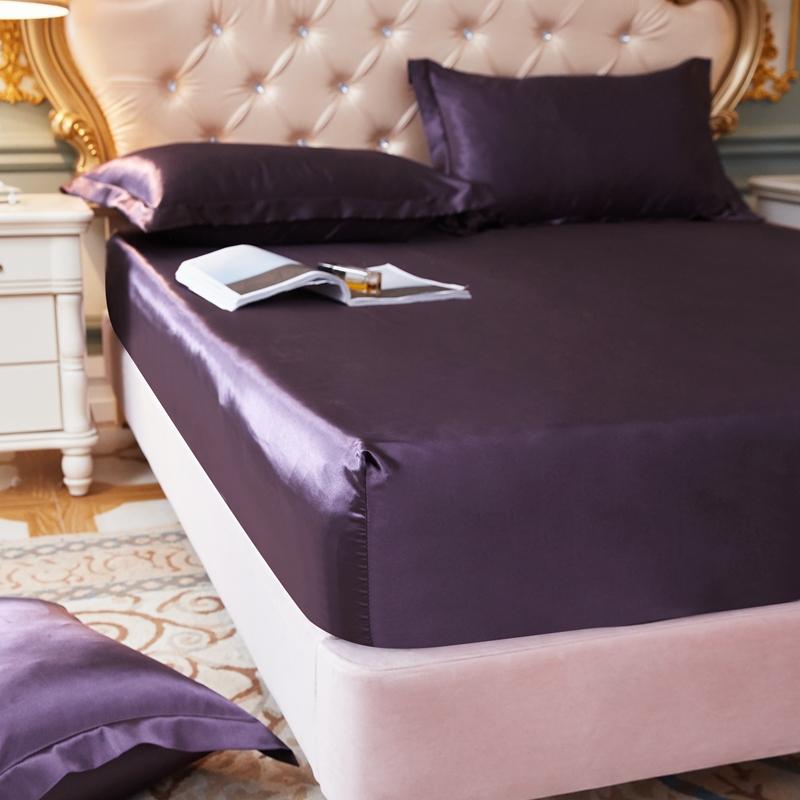 Satin Sheets Fitted Sheet Solid Color Rayon Mattress Cover Elastic Band Bed Sheet King 200x200 200x220 No Pillowcase Beddings