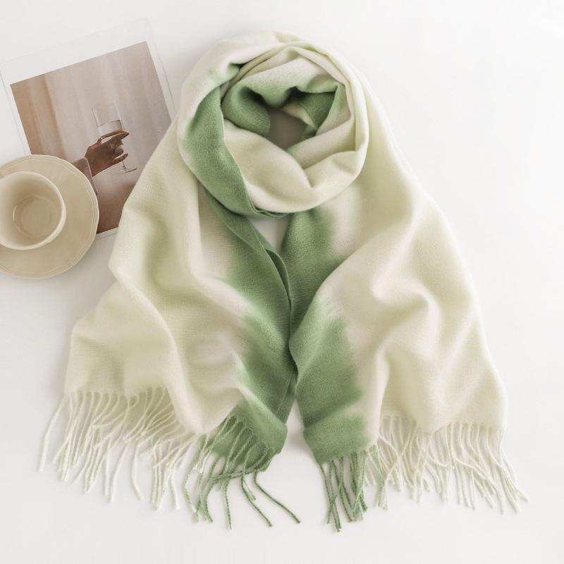 Gradient Scarf for Women with A High-end Feel New Autumn and Winter Shawl Imitation Cashmere Warm Scarf