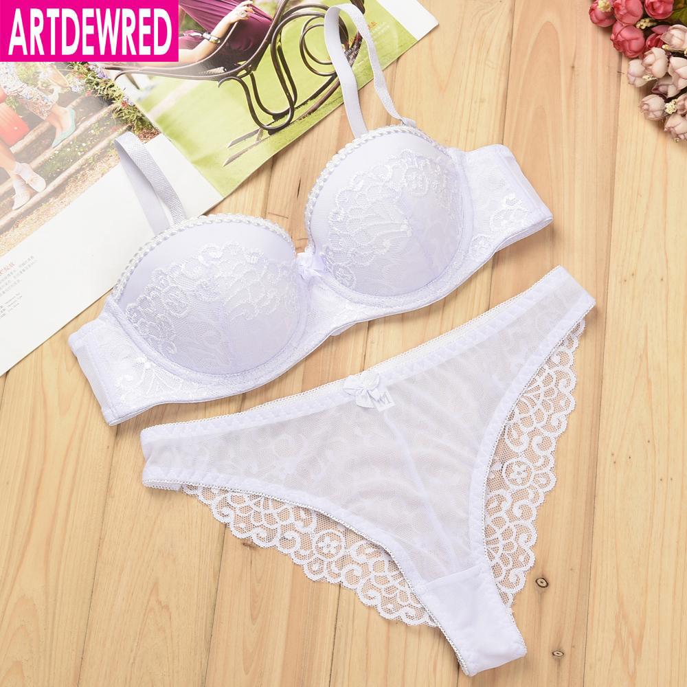Sexy Lady Push Up Bra Panties Set Lace Hollow Out Bralette Underwear Panty Set Intimates For Women