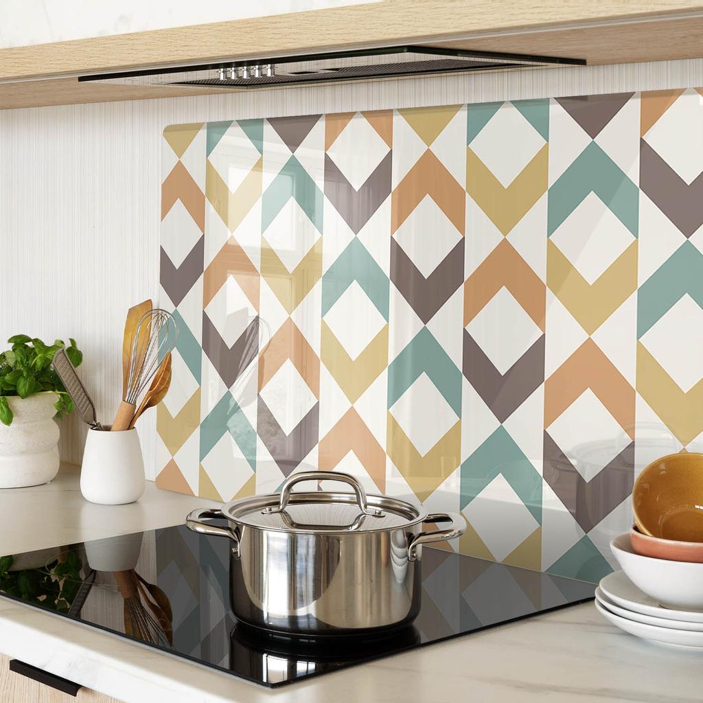 Decorative Kitchen Glass Chopping and Serving Board Retro Background 80x52 cm
