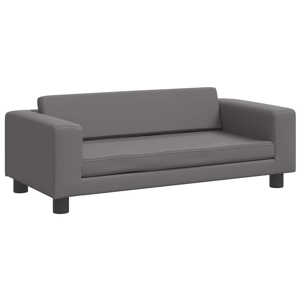 Kids Sofa with Footstool Grey 100x50x30 cm Faux Leather