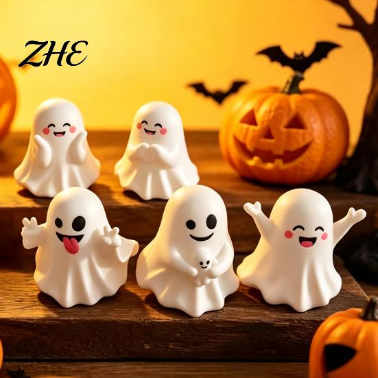 Thanksgiving Gift for Friends Halloween Cute Ghost Figurine, Mini Cartoon Statue, Little Spooky Tiered Tray Ornament Desktop Home Table Decor Figurine