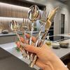 Luxury Rhombus Stainless Steel Cutlery, Steak Knife Fork Spoon Teaspoon Teafork For Home & Hotel