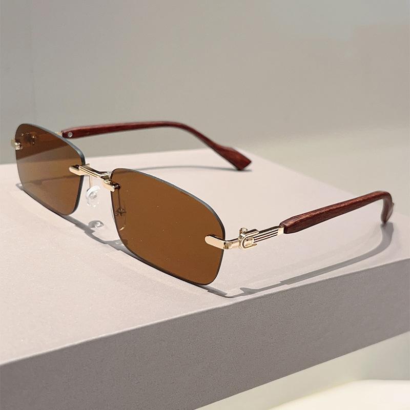 Non-polarized Rimless Rectangle Sunglasses Women Men Square Sun Glasses Trendy Shades Frameless Eyewear