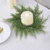 Artificial Pineneedle Wreath Candle Ring Christmas Candle Holder Garland Wedding Party Festival Table Centerpiece Decoration