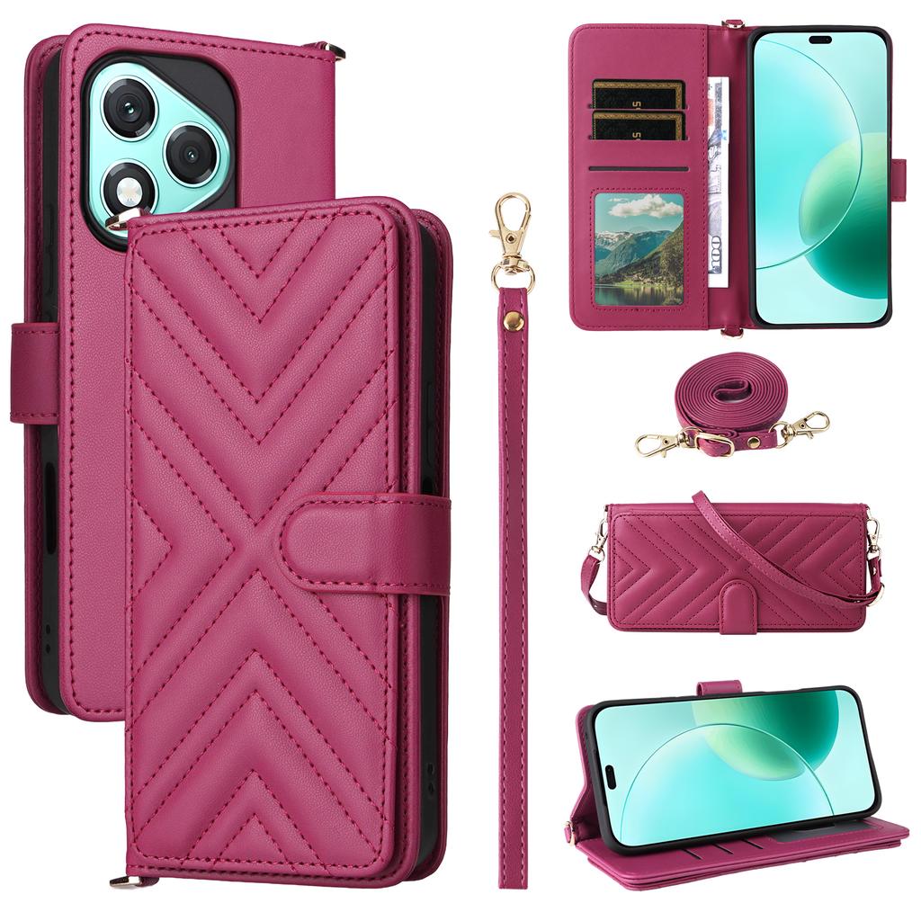 Чехол-кошелек для Honor 400 Lite с плечевым/кистевым ремешком, кожаный чехол для телефона со стендом