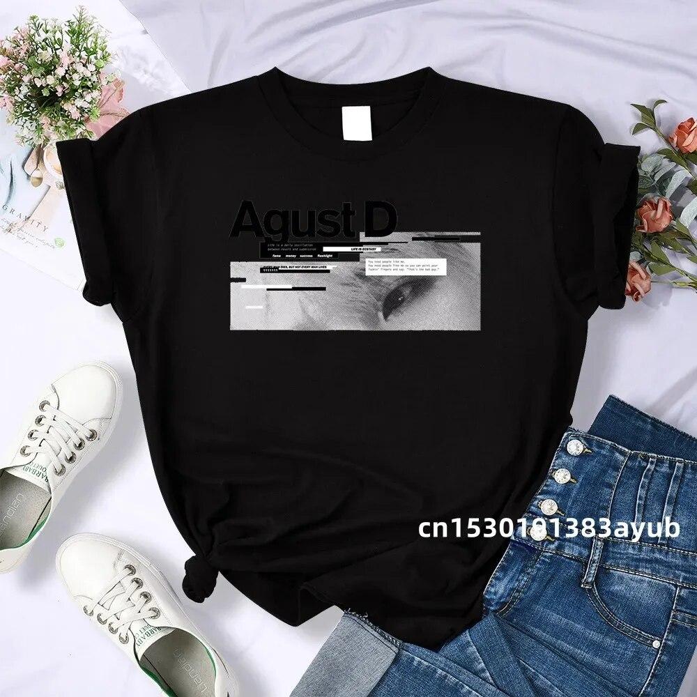 100% Хлопок Футболка Унисекс Женская Одежда Bangtan Boy Suga Корейский Стиль Kpop Буквы Напечатанный Графический Футболка Летняя Одежда Унисекс