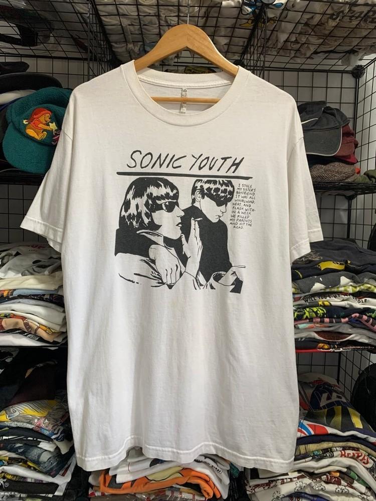 Футболка группы Sonic Youth Редкий дизайн Белая Унисекс Футболка Мужчины Женщины WA0368