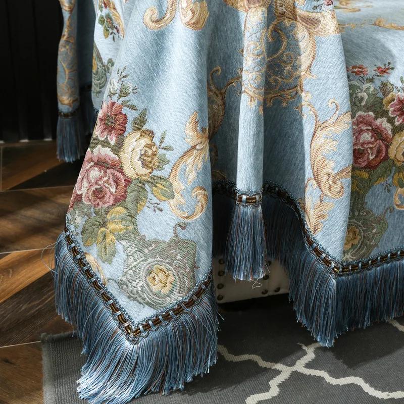Европейский жаккардовый чехол для дивана с кисточками и кружевным краем, защитный чехол для дивана, противоскользящий чехол для дивана, подушка для дивана из шенилла с защитой от царапин