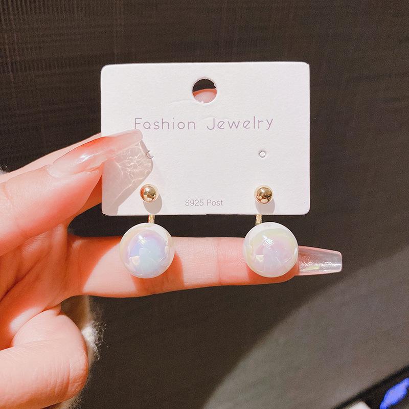 Серебряная игла Дунмэнь новые преувеличенные большие жемчужные серьги женские инс тренд один два носить маленькие серьги-гвоздики с жемчугом