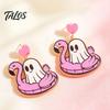 Funny Halloween Party Jewelry 1 Pair Summer Ghost Earrings for Women, Cute Casual Holiday Outfit Pool Float Dangle Drop Earrings, 2D Acrylic Accessory