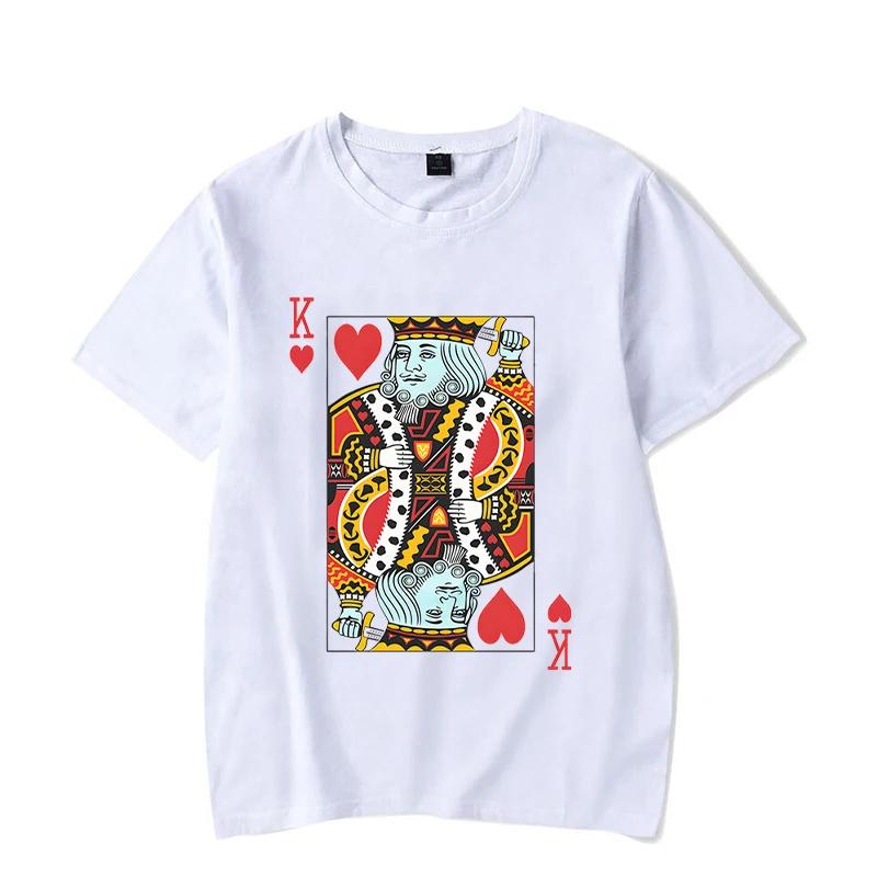 Cards Heart K/Q Graphic T Shirts Couples Y2k Fashion Queen King Tees Harajuku Funny Boyfriend Girlfriend Tee Loves Shirt