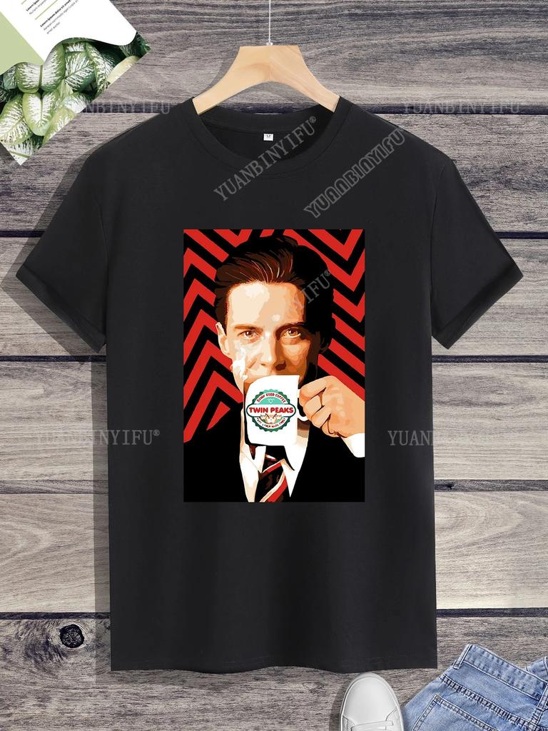Хипстерская футболка с принтом Twin Peaks Унисекс Свободная футболка Топ Короткий рукав Круглый вырез Уличная Горячая Распродажа