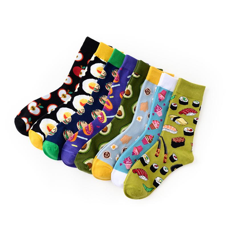 Women Socks Japanese Cotton Colorful Cartoon Cute Funny Sushi Hamburger Egg Avocado Socks for Girl
