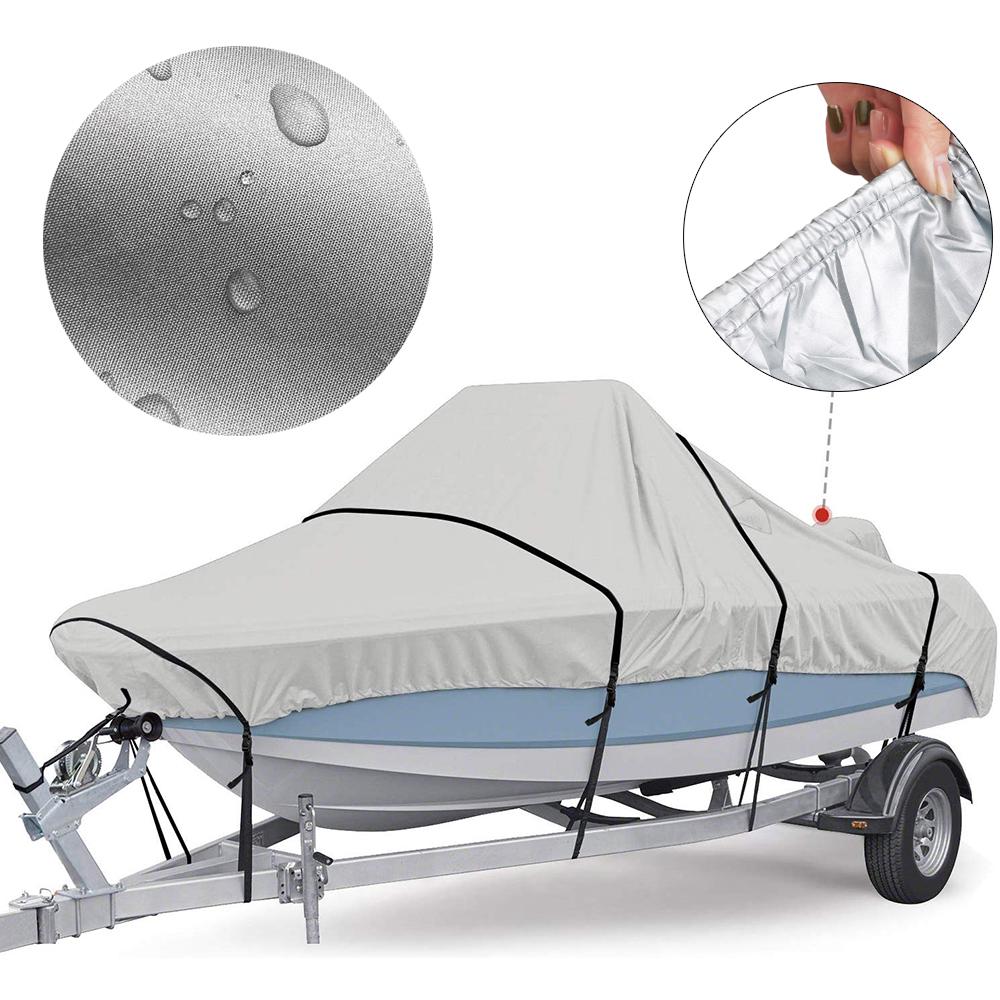 5 Sizes Boat Cover 300D Oxford Fabric Outdoor Protection Waterproof Reflective Anti-smashing Tear Proof Fit Bass Boats 20-22FT