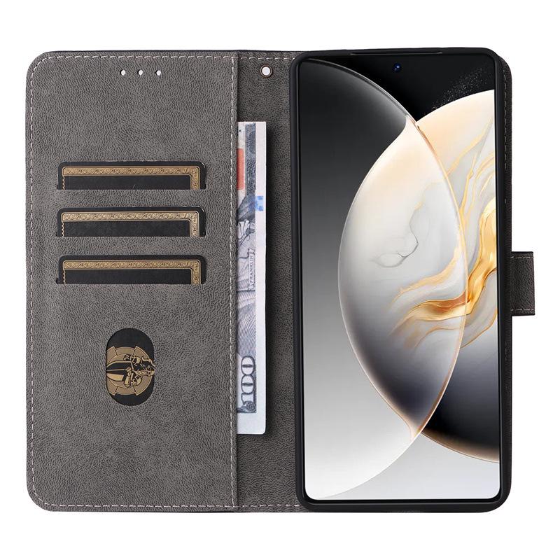 Brush Leather Flip Case with Card Slot for Tecno Camon 30 Pro 5G/CL8 - Anti-theft Design