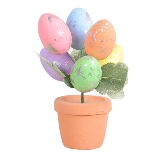 Easter Egg Bonsai Colorful Simulated Easter Egg Potted Plant DIY Foam Bunny Eggs for Home Party Decoration