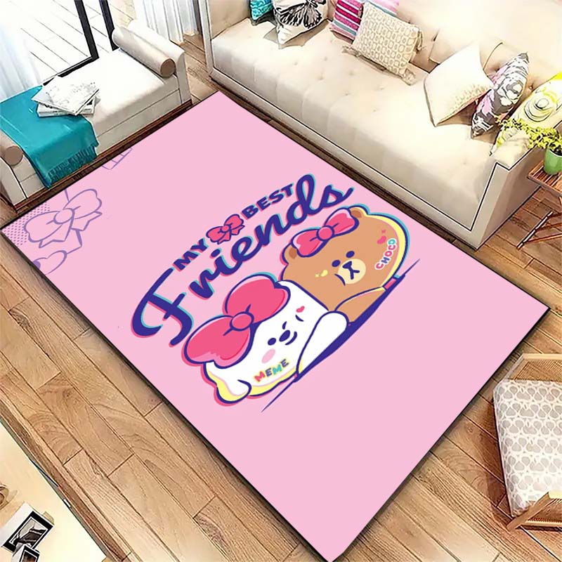 Non-slip decorative rug, cute cartoon welcome mat, Line Friends series pattern, a gift for friends and family.