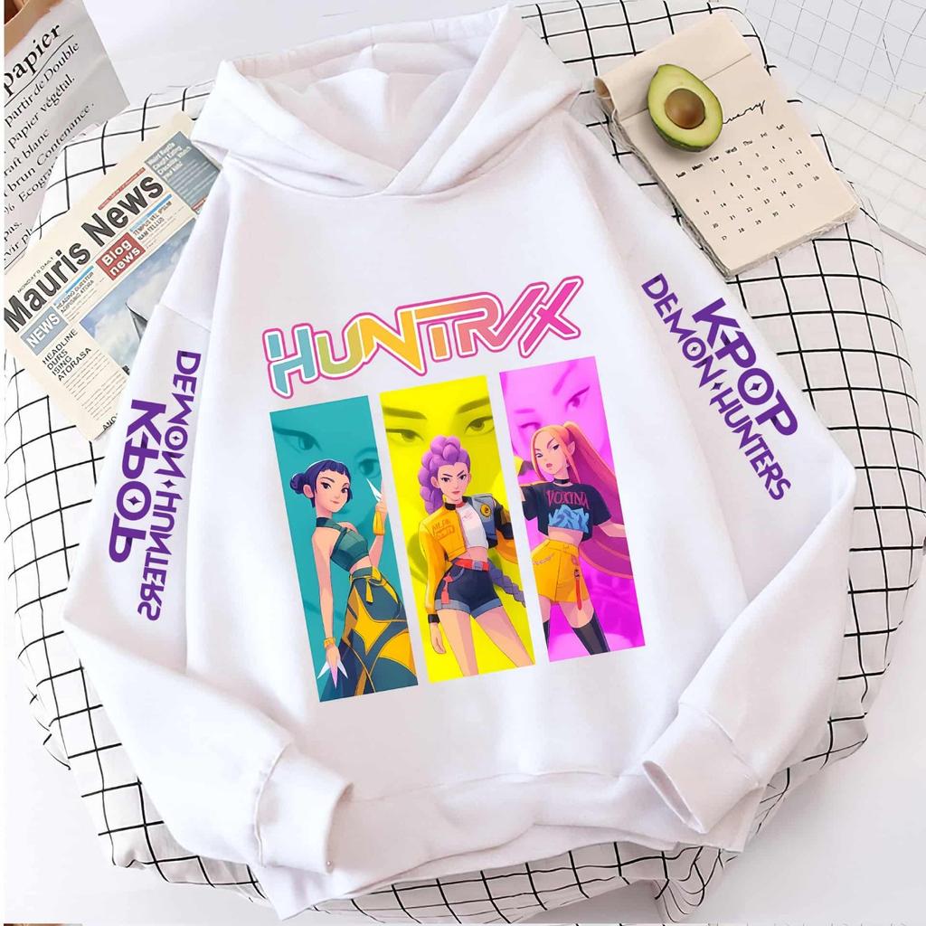 KPop Demon Girls Fashion Casual Sweatshirt Movie New Kids K-Pop Demon Hunters Hooded Tops Toddler Girl Clothes Hunters Hoodie