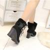 Snow Boots for Women 35-42 Autumn and Winter Collection Thick Heel Short Leg Women's Boots Side Zipper Fashion Boots High-heeled Pendant