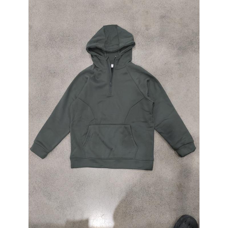 Men S Half Zip Hooded Fleece Lined Loose Fit Spliced Knit Sweatshirt