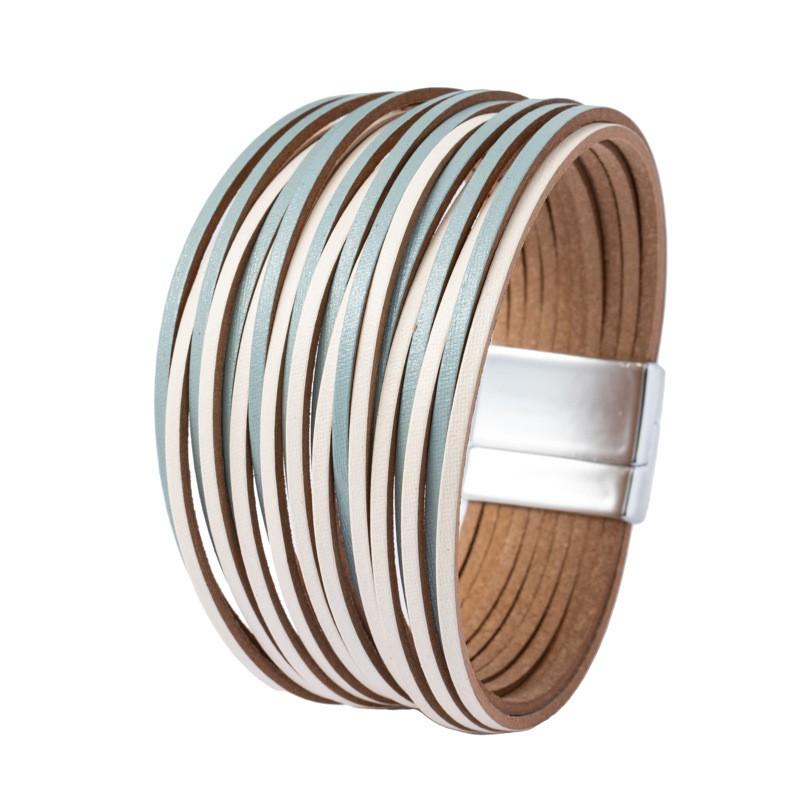 Multi-Strand Gradient Leather Bracelet Women With Magnetic Clasp PU Wristband In Fashionable Colors